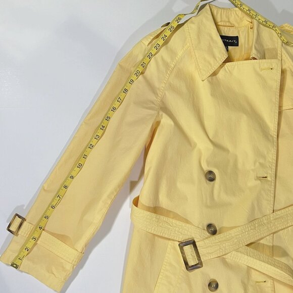 Portrait - Women's Size XS - Yellow TrenchCoat Rain Jacket - Padded Shoulders - Picture 12 of 16